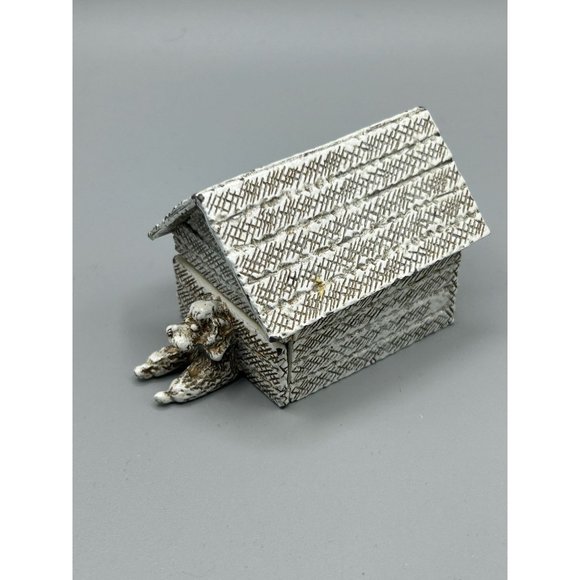 Florenza Dog House Matchbox Holder White Enameled Poodle Dog Vintage Collectible - Picture 3 of 12